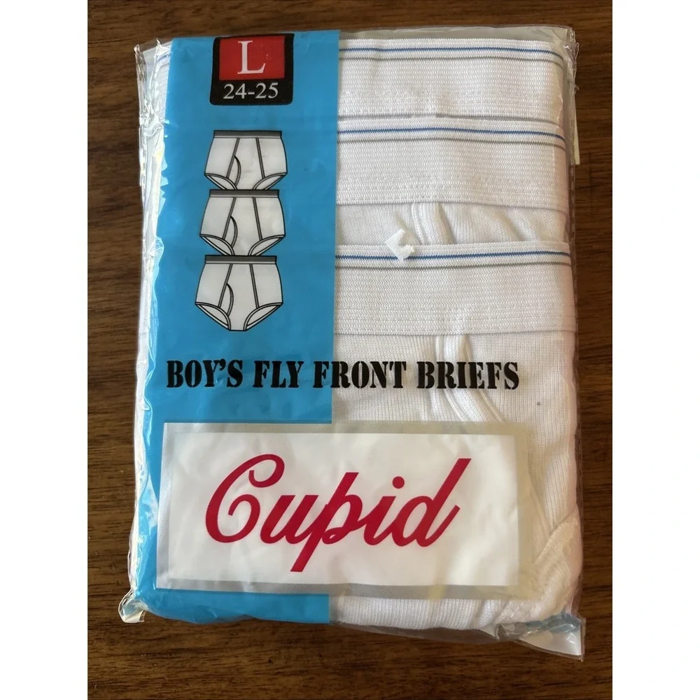 3 pc pack BOYS White Briefs Breathable Cotton Underwear Vintage‎ style L  24-25